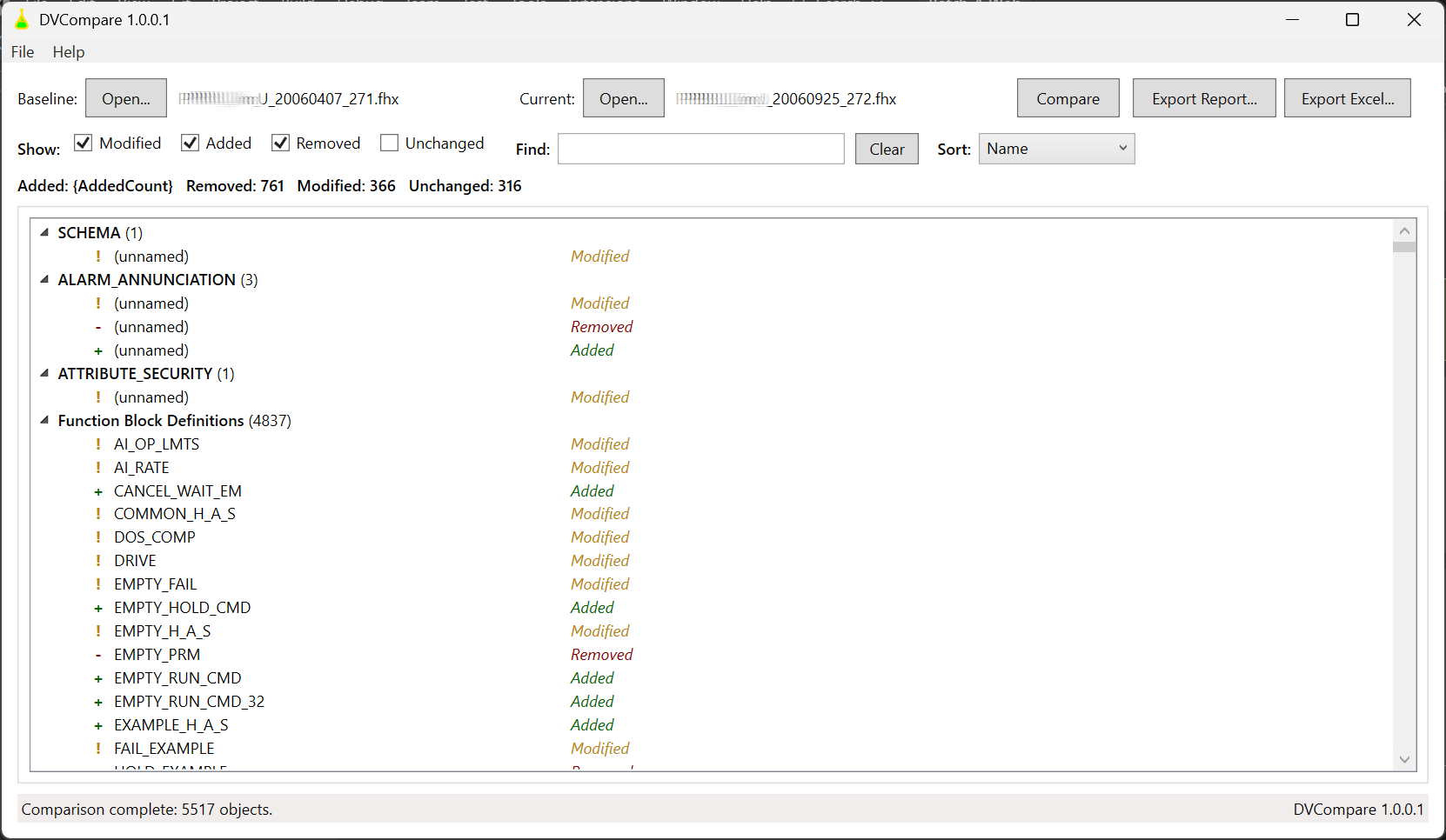 DVCompare comparison window